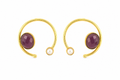 18K Gold Plated Mint Stone  Pearl Hoop Stud Earrings
