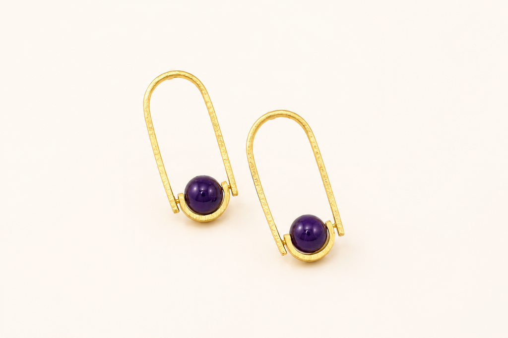 18K Gold-Plated Purple Stone Earrings