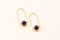18K Gold-Plated Purple Stone Earrings