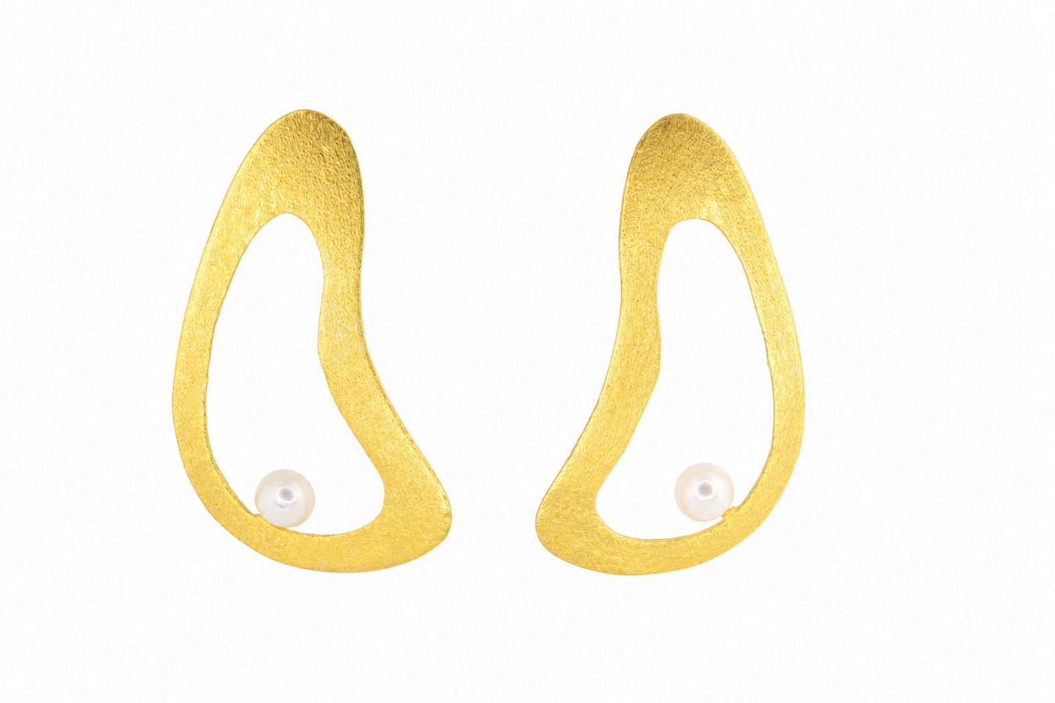 18K Gold Plated Abstract Pearl  Earrings