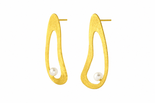 18K Gold Plated Abstract Pearl  Earrings
