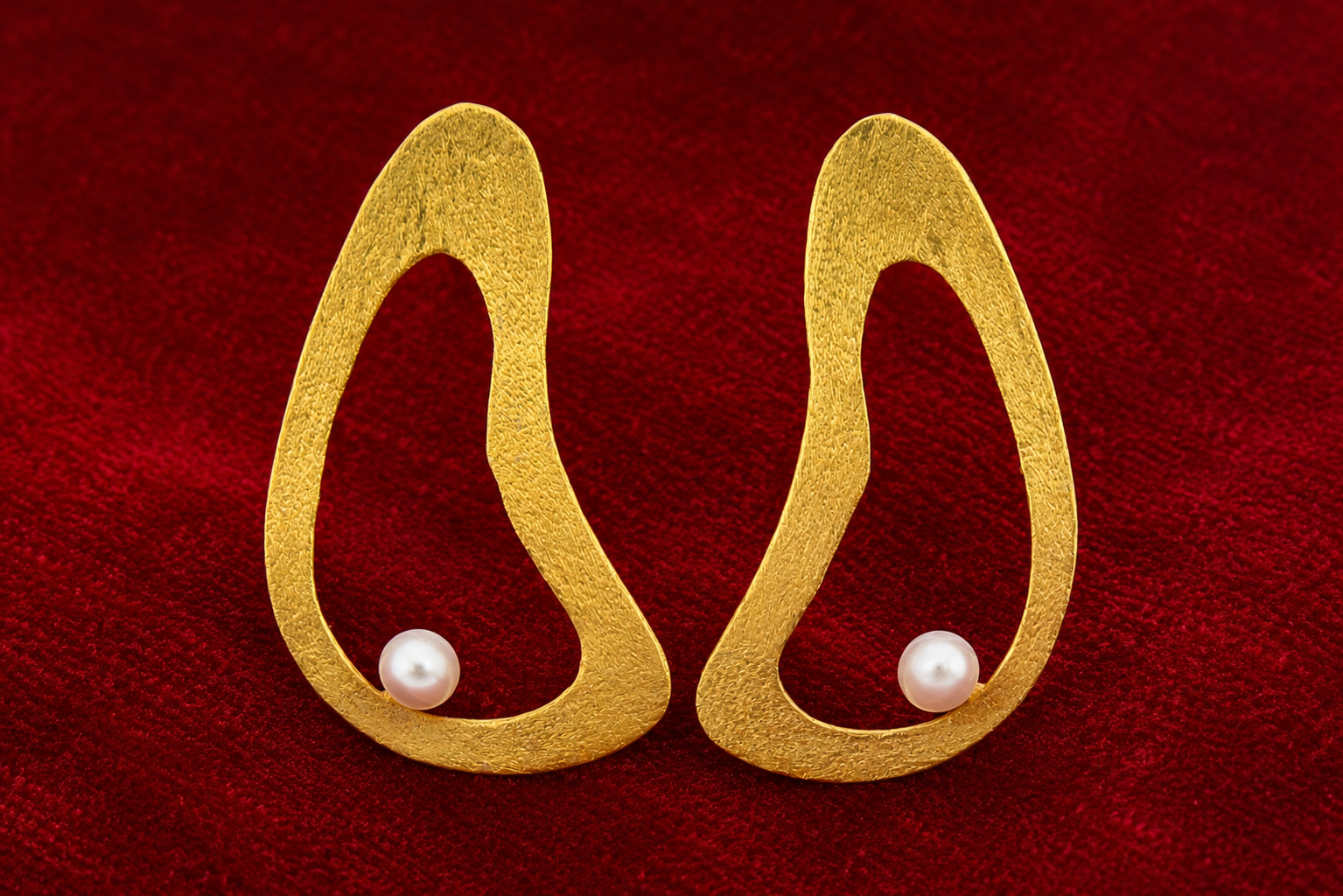 18K Gold Plated Abstract Pearl  Earrings