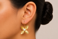 18K Gold Plated Floral Waterfresh Pearl  Earrings