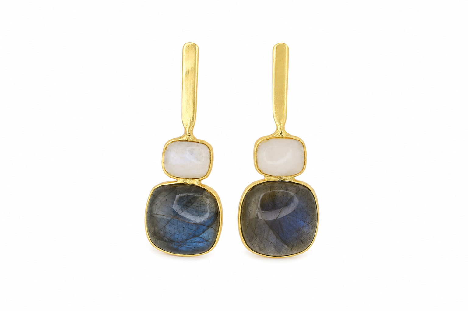 18K Gold Plated Labradorite & Moonstone Drop Earrings