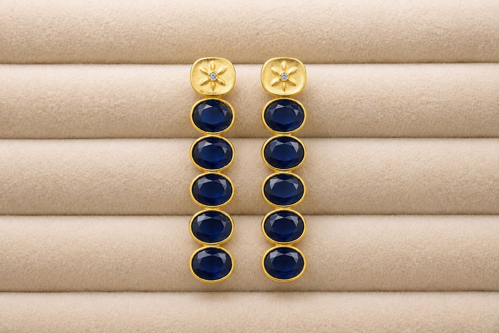 Crystal Cascade Drop Earrings – 18K Gold Plated