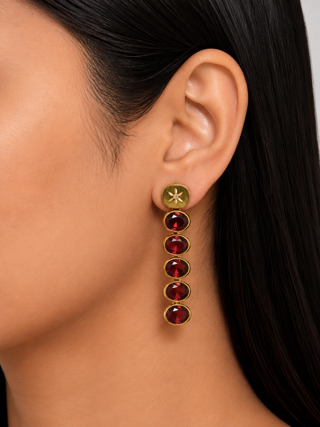 Crystal Cascade Drop Earrings – 18K Gold Plated