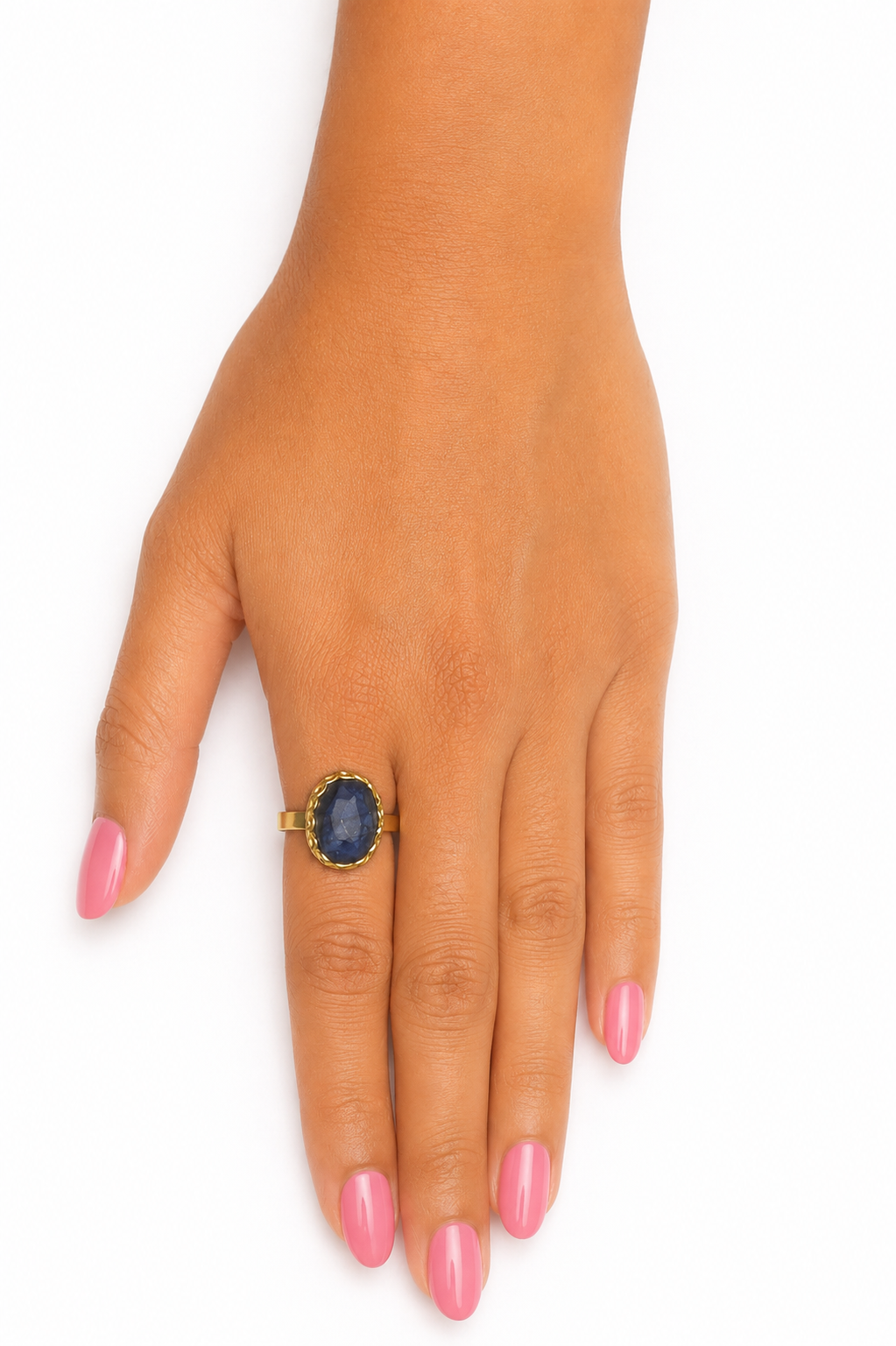 18K Gold Plated Adjustable Ring with Natural Stone