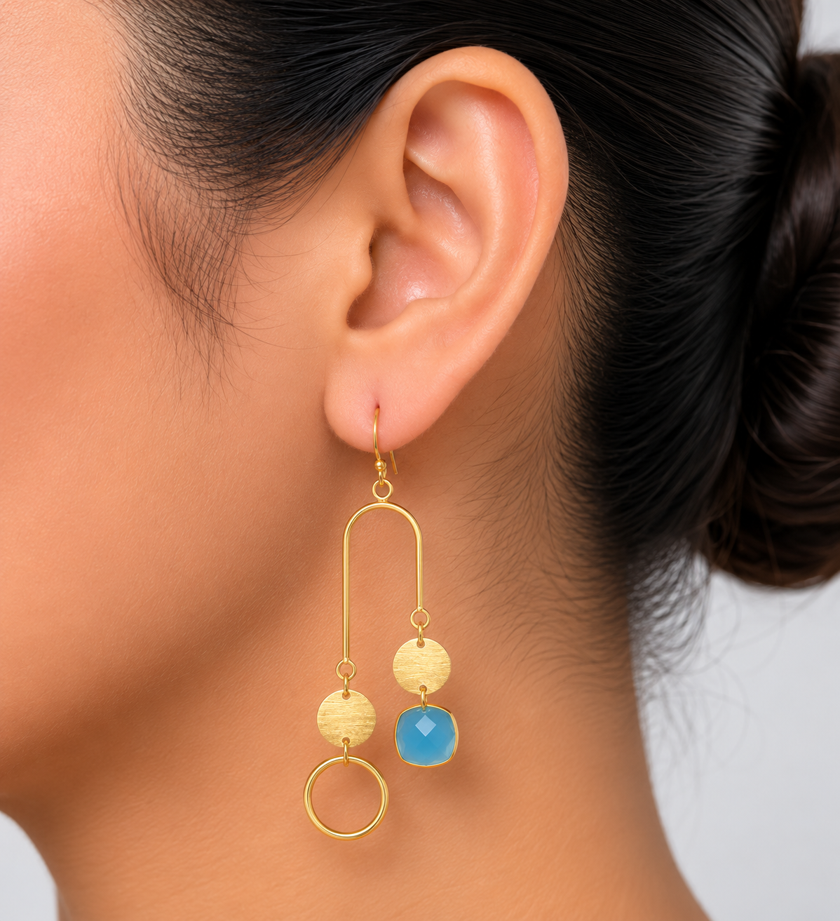 18K Gold Plated  Stone Dangle Earrings