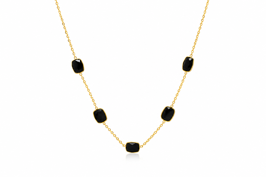 18K Gold Plated Black Stone Everyday Elegance Jewellery