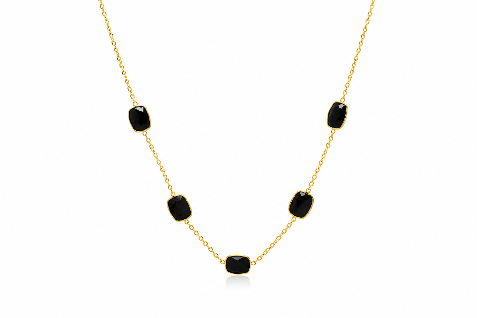 18K Gold Plated Black Stone Everyday Elegance Jewellery