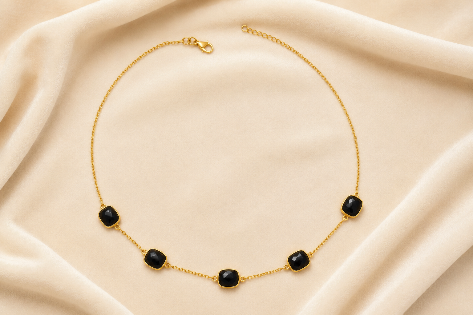 18K Gold Plated Black Stone Everyday Elegance Jewellery