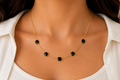 18K Gold Plated Black natural Stone Everyday Elegance Jewellery
