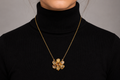 18K Gold Plated natural Citrine Crystal Flower Pendant Necklace