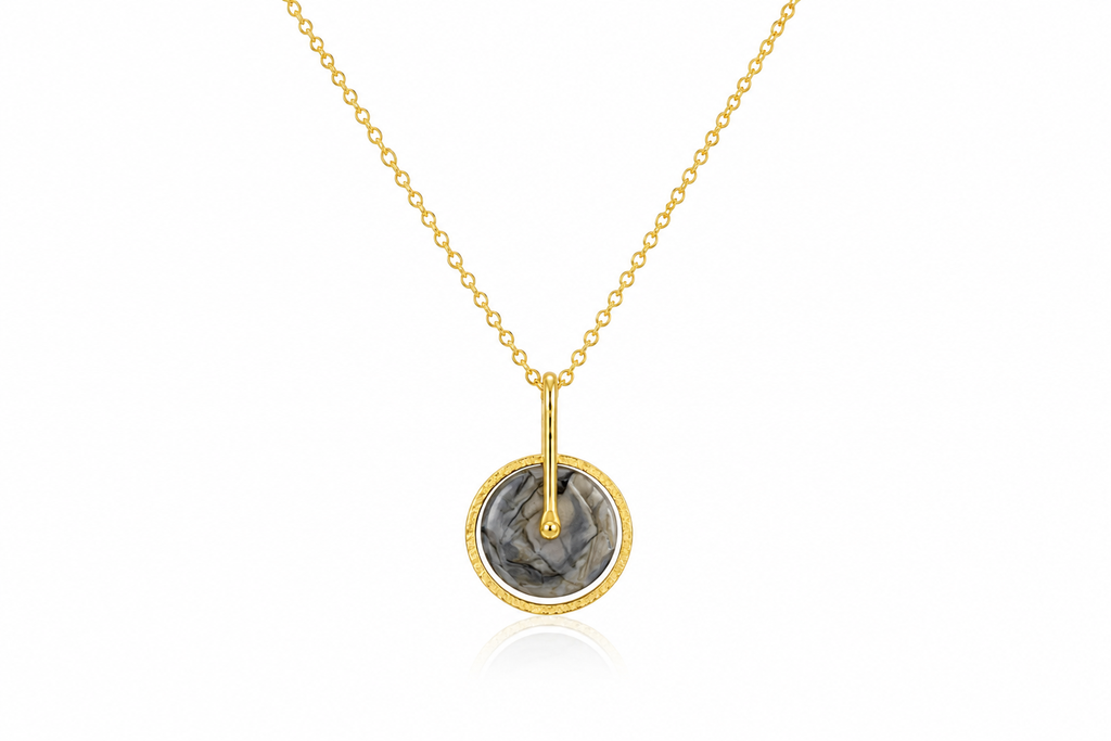 18KT Gold Plated Natural Stone Pendant Necklace