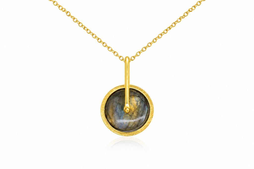 18KT Gold Plated Natural Stone Pendant Necklace