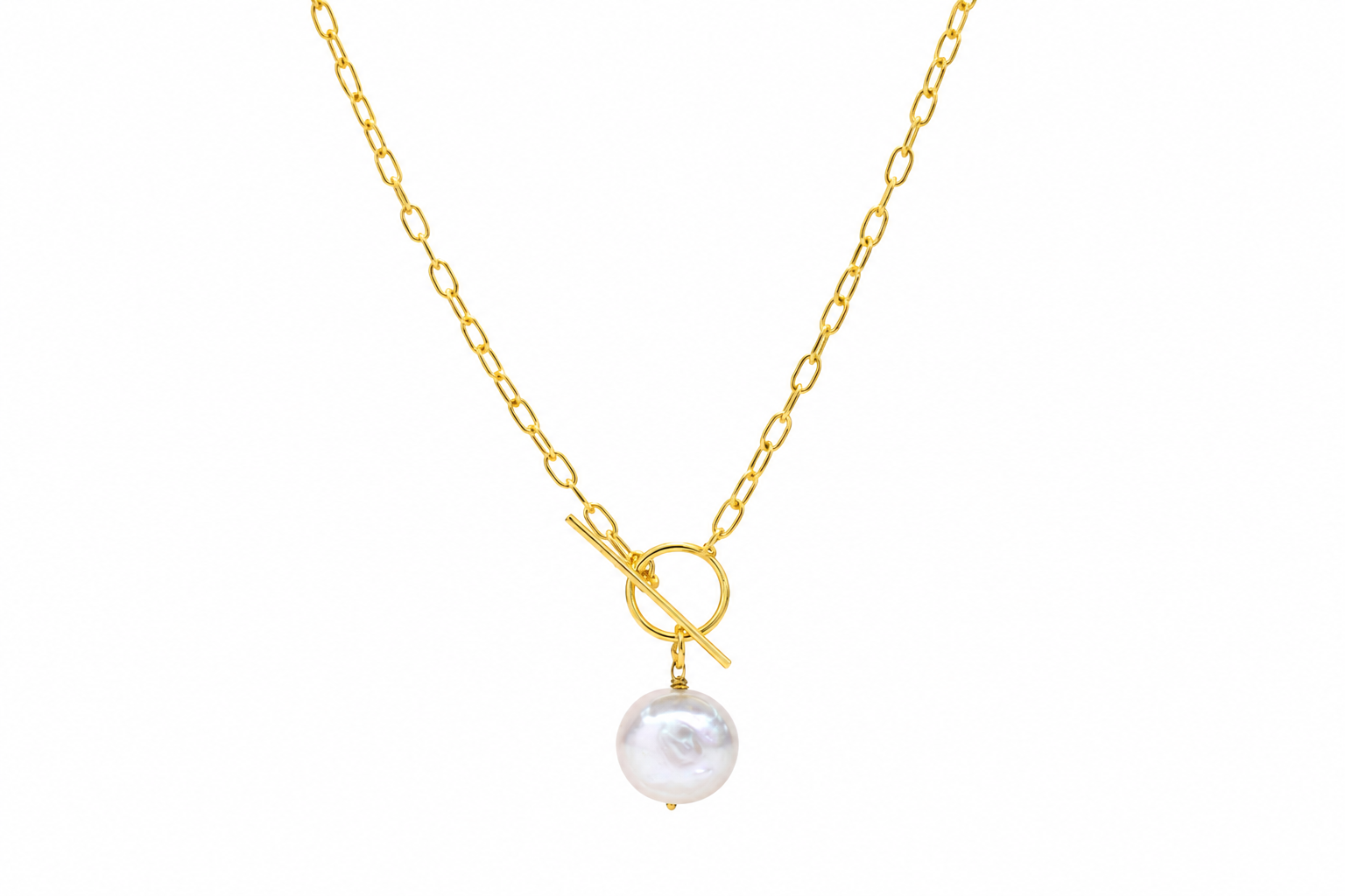 18K Gold Plated Freshwater Pearl Pendant Necklace