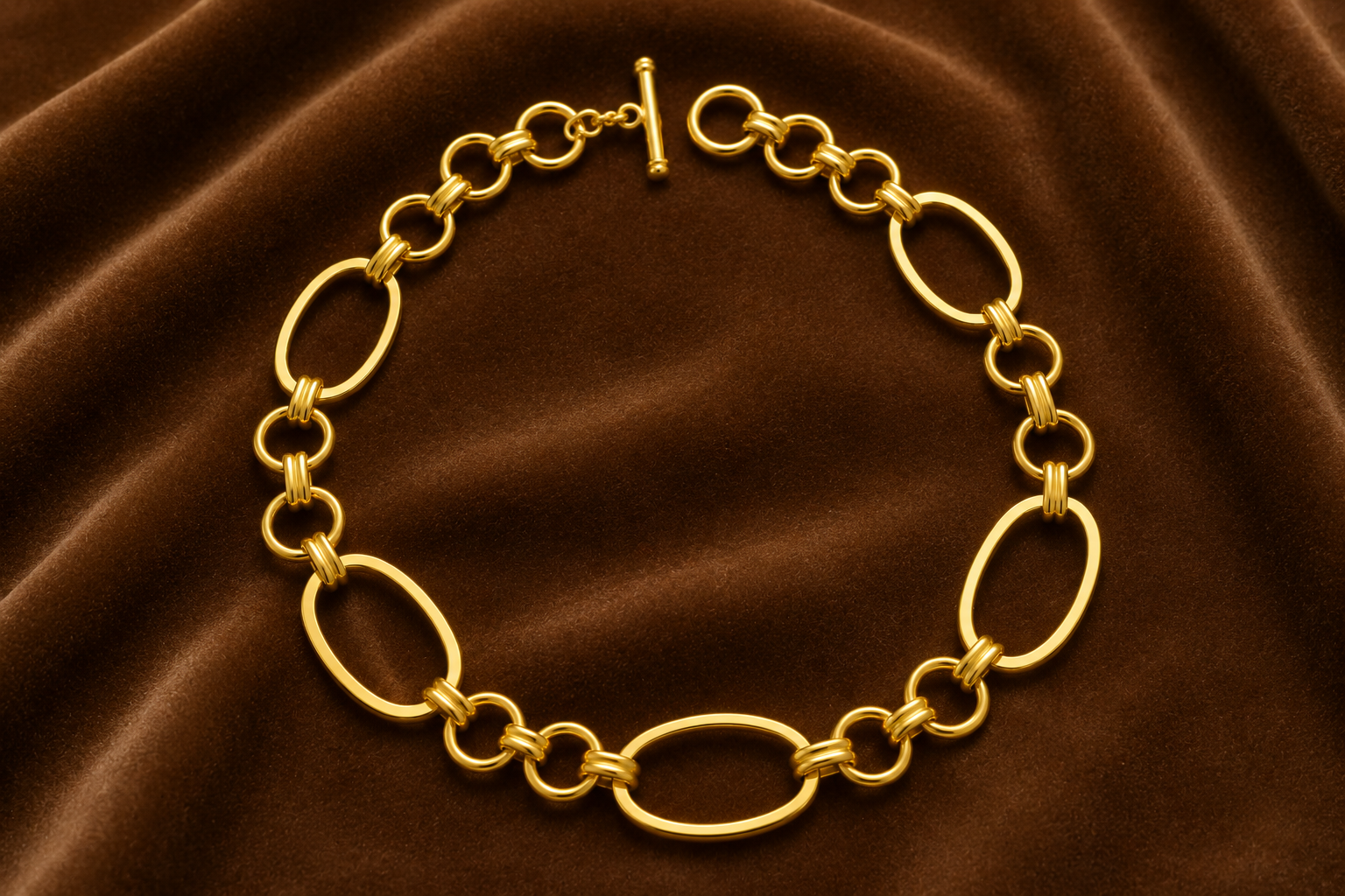 18K Gold Plated Geometric Oval Western & Party Wear Necklace