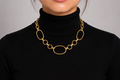18K Gold Plated Geometric Oval Western & Party Wear Necklace