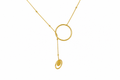 18Kt Gold Plated Long Chain Circle Pendant Necklace