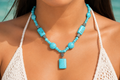 Blue Gemstone Boho Beach Style Handmade Necklace