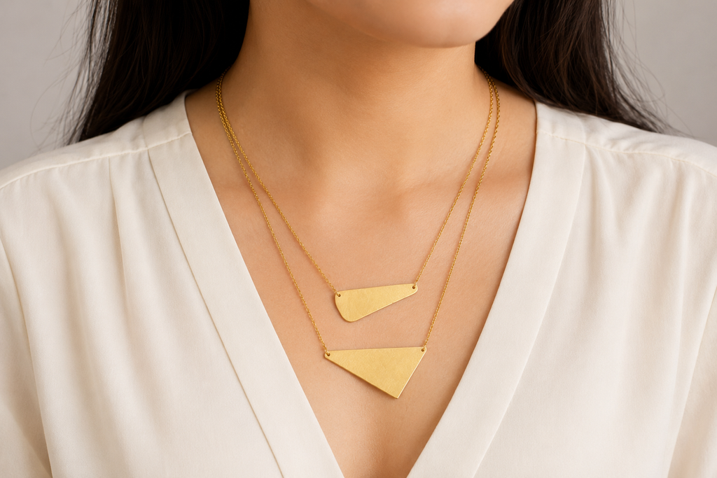 18K Gold Plated Modern Minimalist Double Layer Gold Chain Necklace