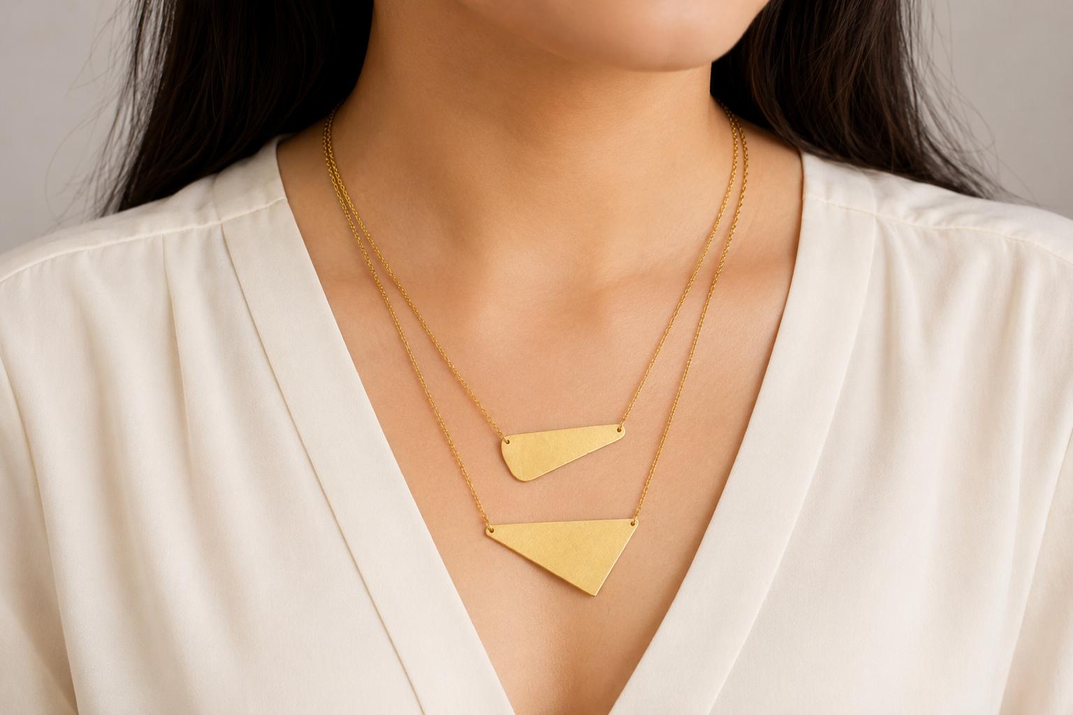 18K Gold Plated Modern Minimalist Double Layer Gold Chain Necklace