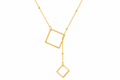18K Gold Plated Square Pendant Long Chain Necklace
