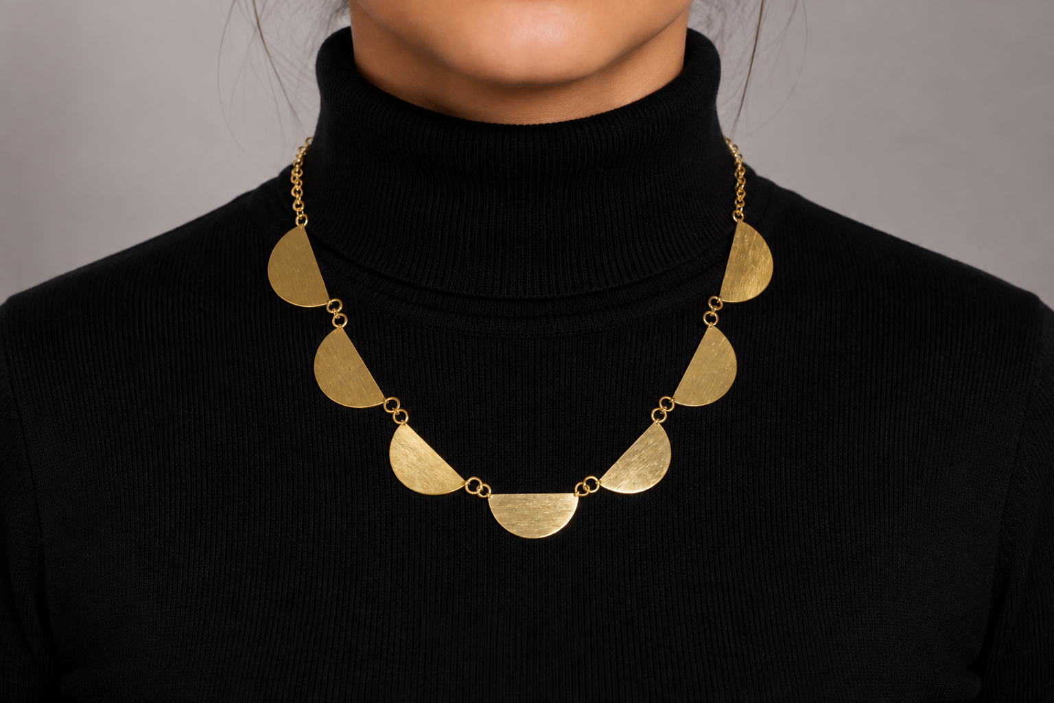 18K Gold-Plated Modern Half-Moon Necklace