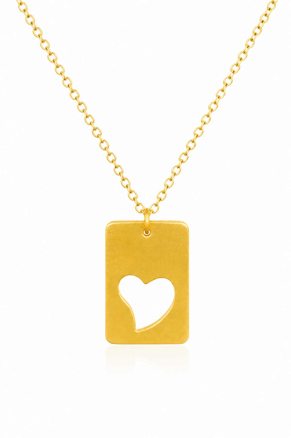 18Kt Gold Plated Heart Cut-Out Pendant Necklace