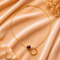 18K Gold Plated Minimalist Circle Pendant Necklace with natural  Stone Necklace