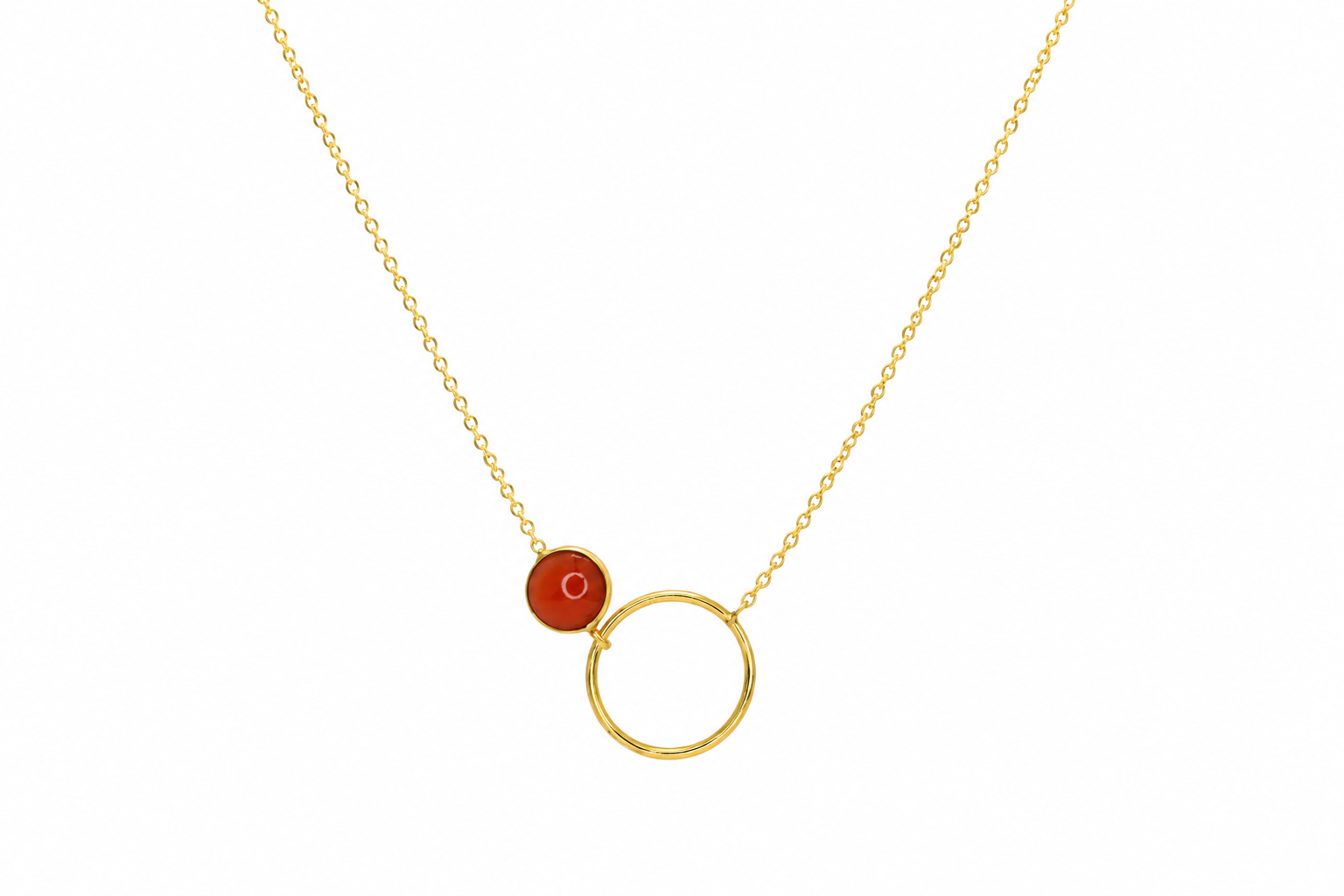 18K Gold Plated Minimalist Circle Pendant Necklace with natural  Stone Necklace