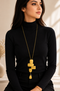 18kt gold plated Trendy geometric layered pendant design