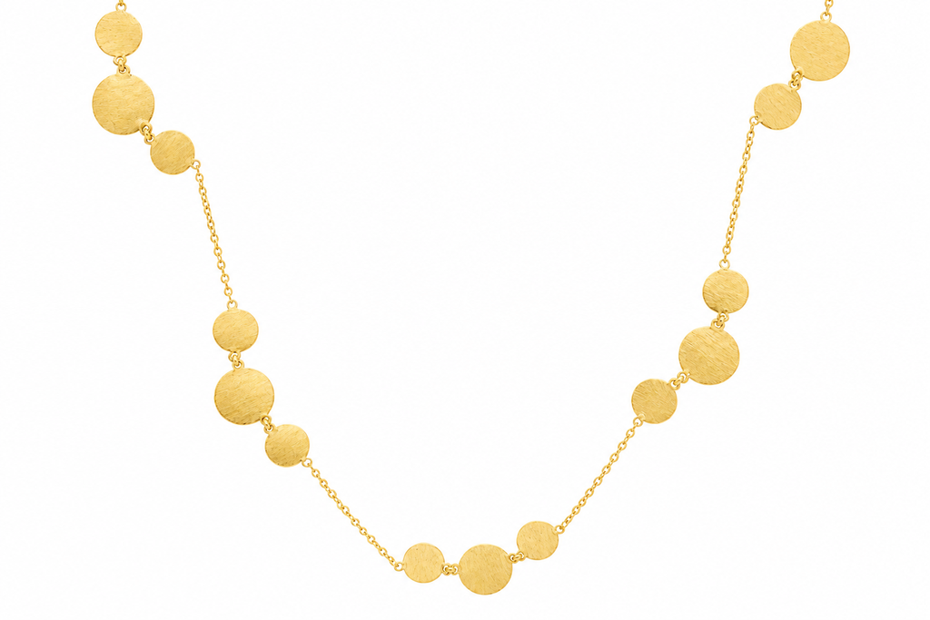 18KT Gold Plated Modern Multi Disc Necklace