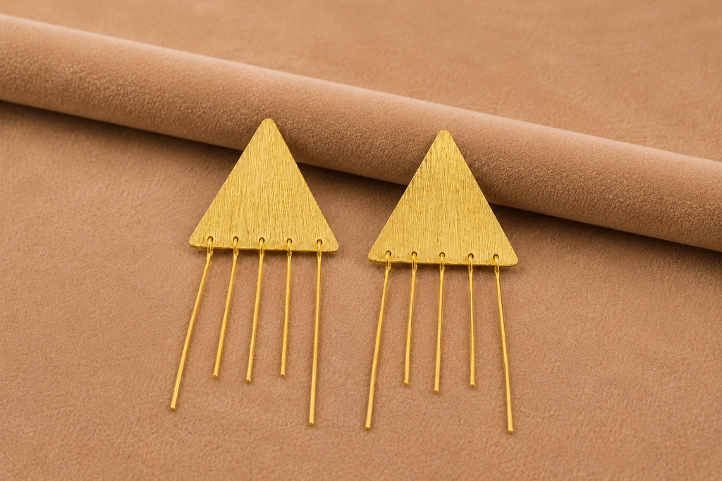 18K Gold-Plated  Triangle Tassel  Earrings