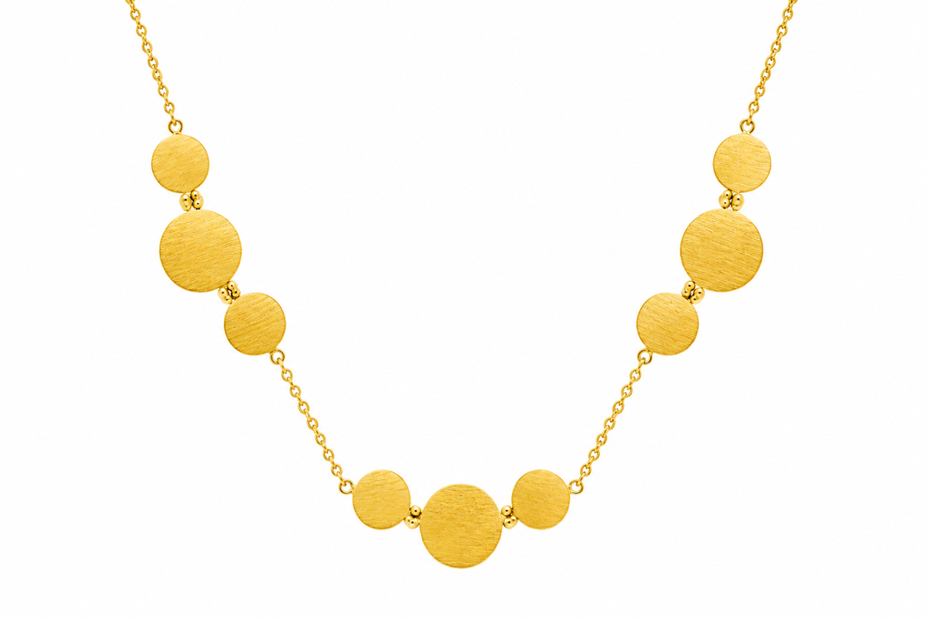 18KT Gold Plated Modern Multi Disc Necklace