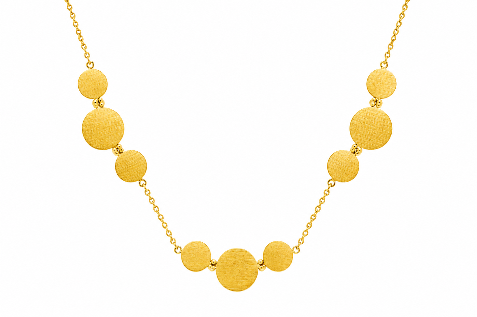 18KT Gold Plated Modern Multi Disc Necklace