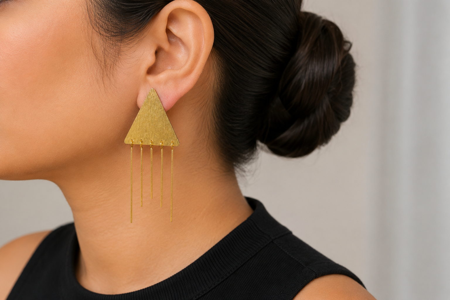 18K Gold-Plated  Triangle Tassel  Earrings