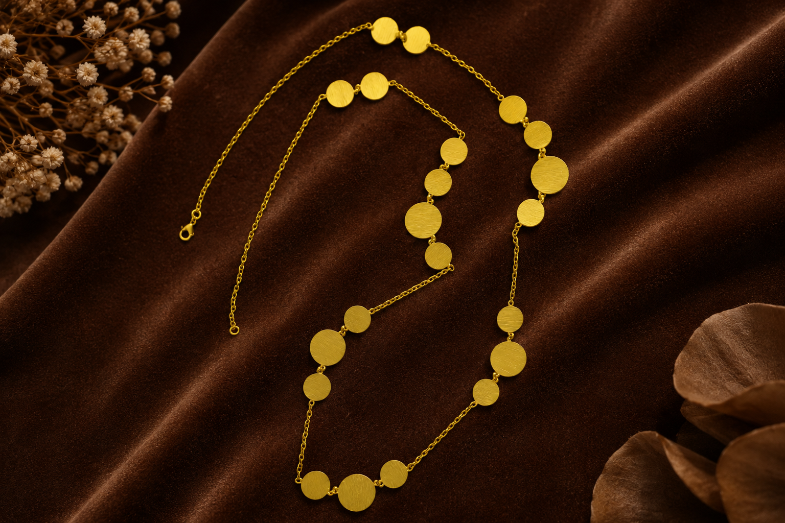 18KT Gold Plated Modern Multi Disc Necklace