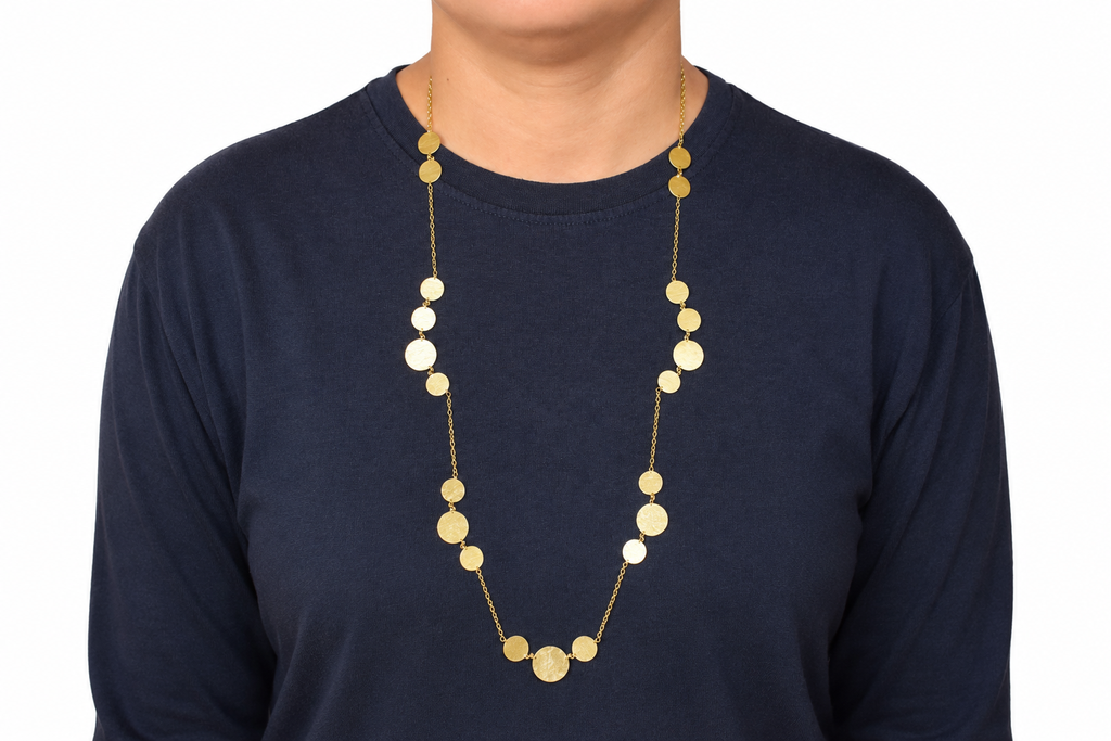 18KT Gold Plated Modern Multi Disc Necklace