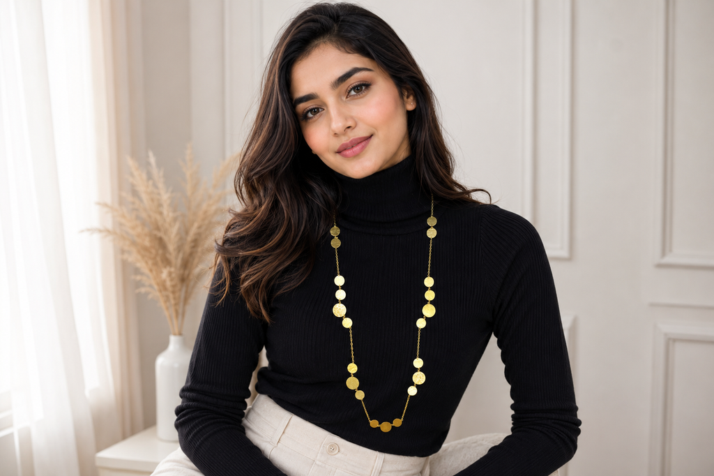 18KT Gold Plated Modern Multi Disc Necklace