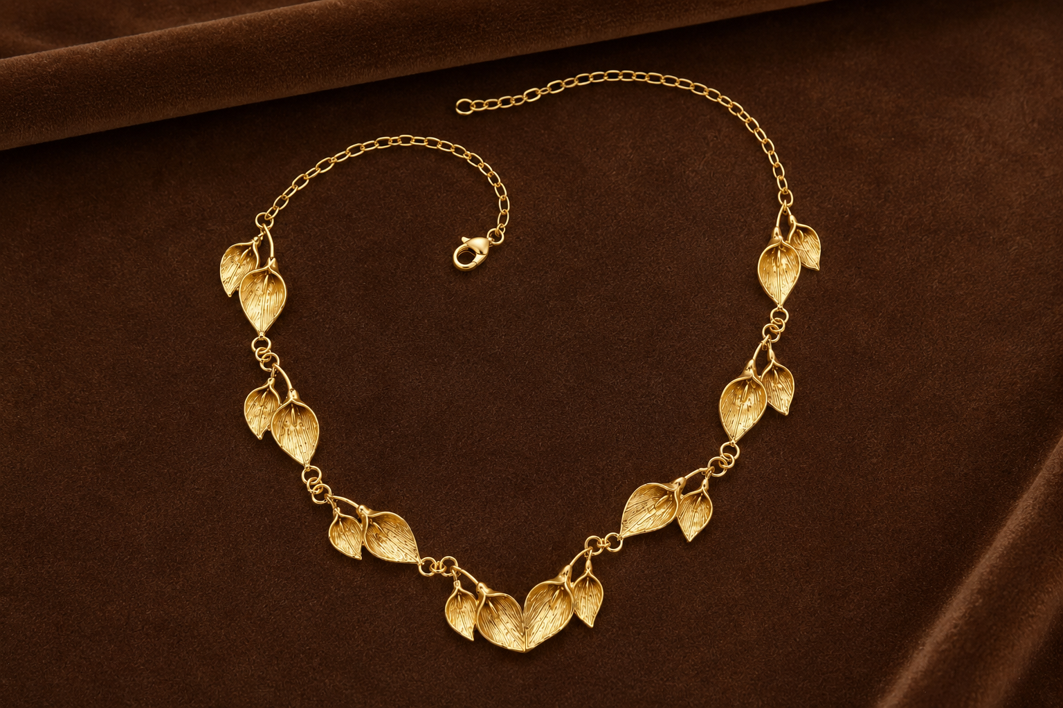18KT Gold Plated leaf-inspired gold-tone necklace