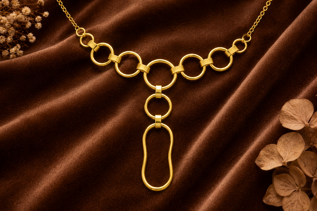 18KT Gold Plated Unique Link Design necklace