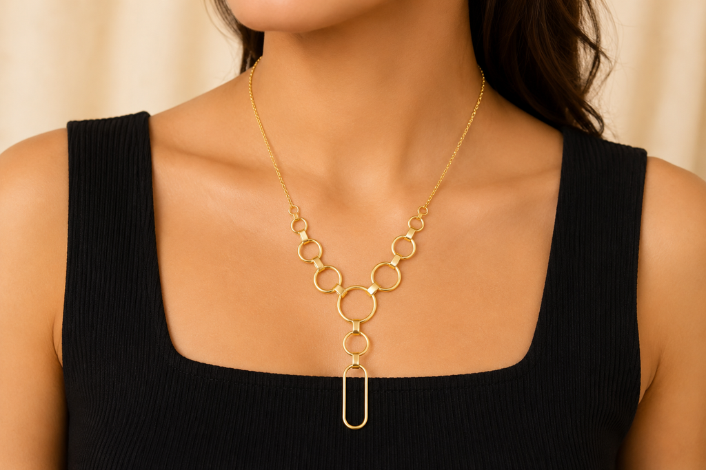 18KT Gold Plated Unique Link Design necklace