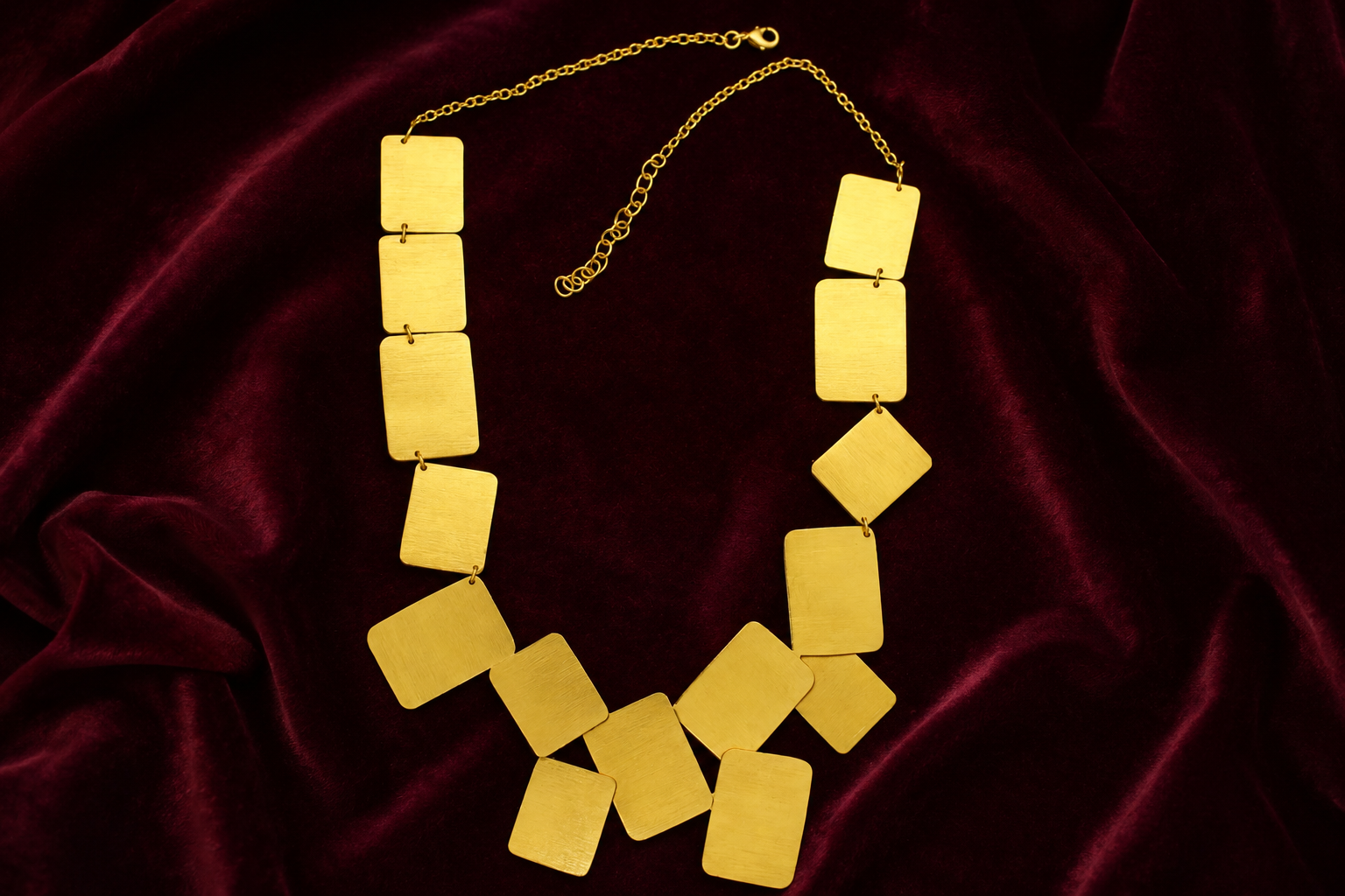 18K Gold Plated soft Rectangular matte texture necklace