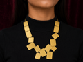 18K Gold Plated soft Rectangular matte texture necklace