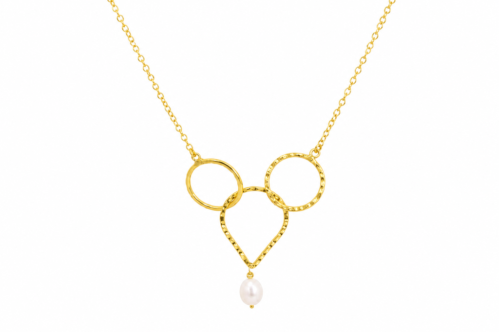 18KT Gold Plated  Circle Pearl Pendant Necklace