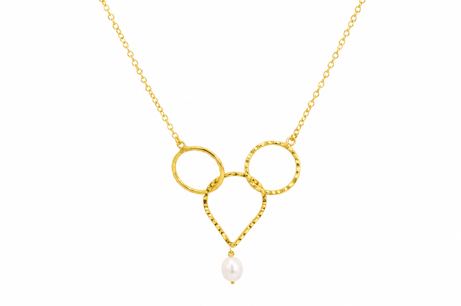 18KT Gold Plated  Circle Pearl Pendant Necklace