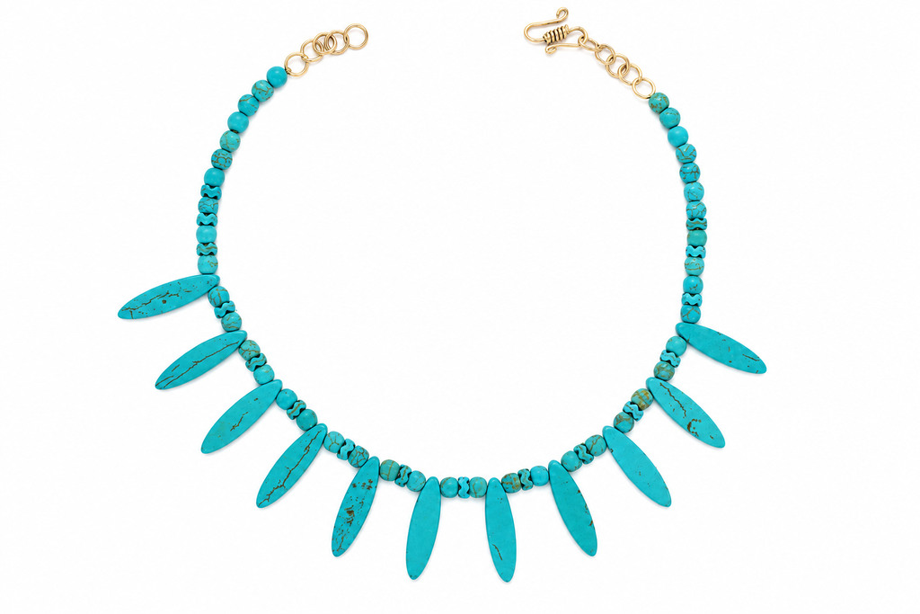 BLUE Gemstone Turquoise Choker Beach Style handmade  Necklace