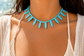 BLUE Gemstone Turquoise Choker Beach Style handmade  Necklace