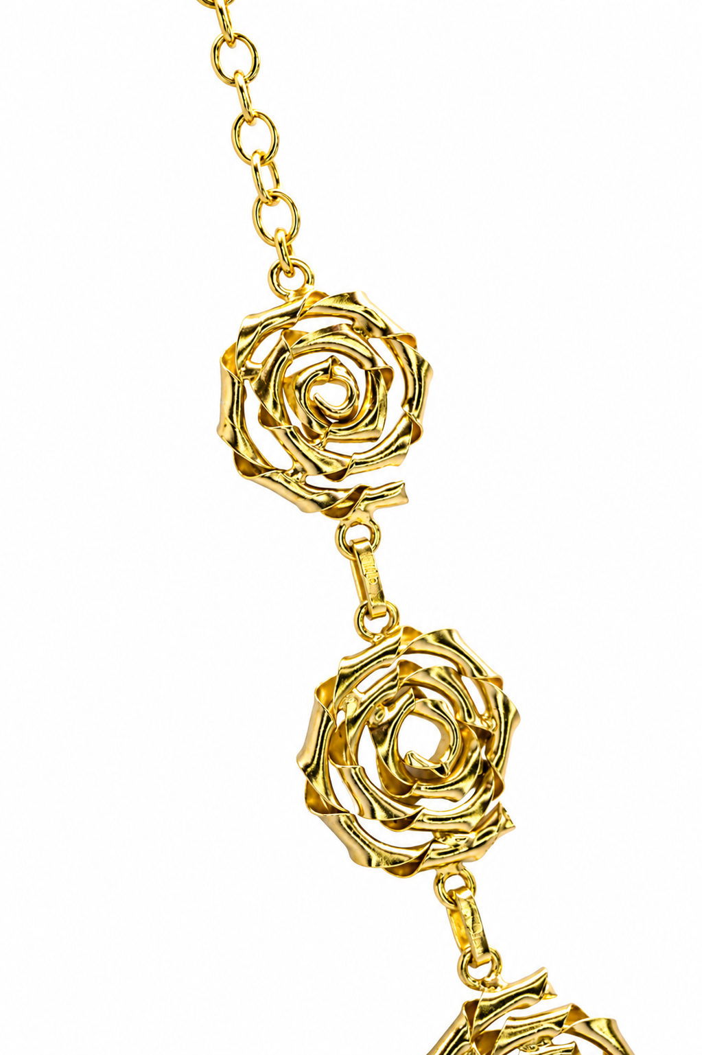 18K Gold Plated Floral Rose Statement Necklace